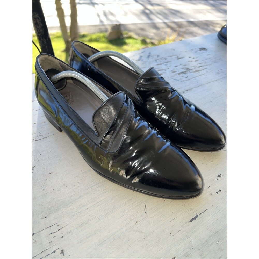 Florsheim Vintage Patent Leather Tuxedo Loafers Model 24066 Sz 9D Made in Spain